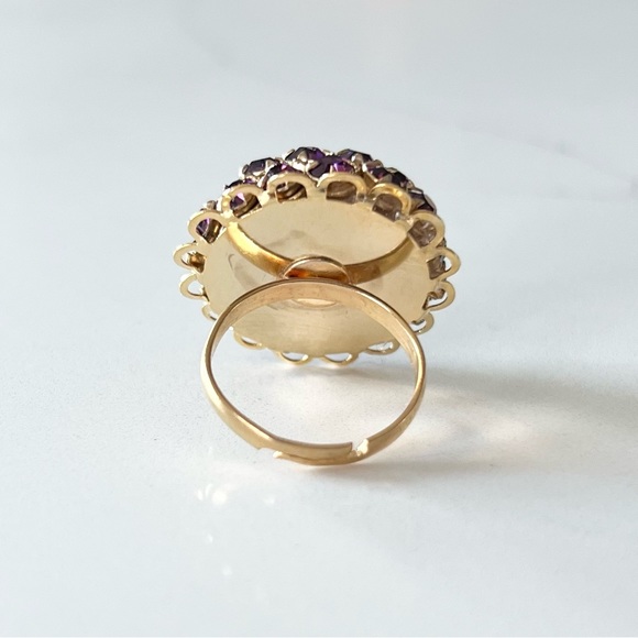 ⭐️ Vintage Handmade Rhinestone Cluster Adjustable Cocktail Ring - Picture 8 of 9